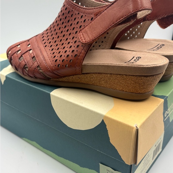 Earth Pisa Galli Terracotta Leather Wedge Sandals Slingback Women's 7W Wide - Picture 8 of 12